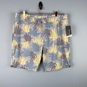 NEW‎ Travis Mathew Outsourced Men's 40 Gray Yellow Floral Agave Board Shorts